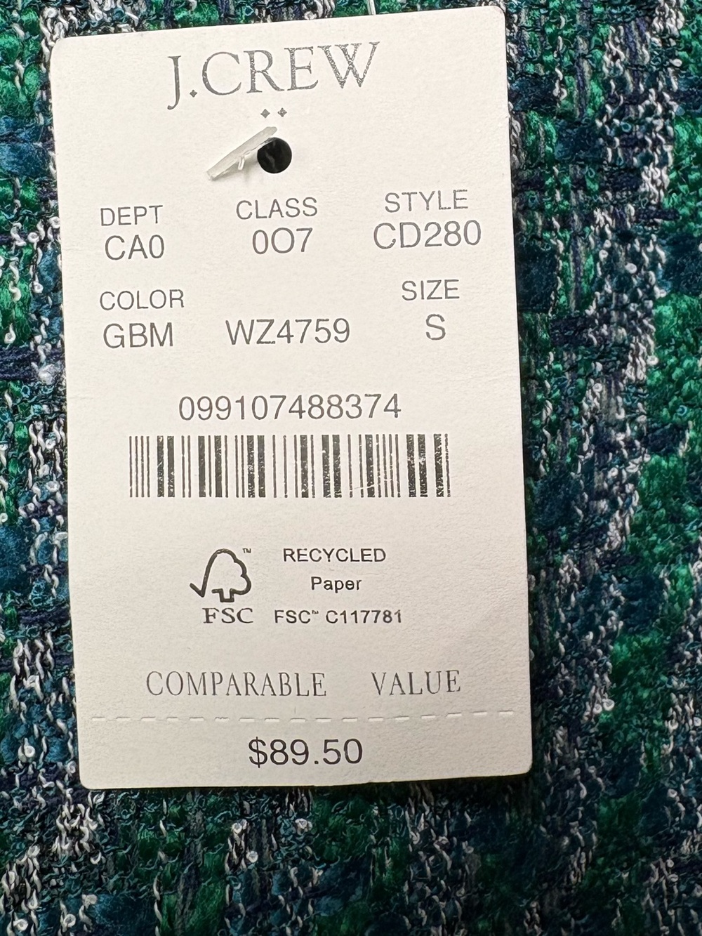 J. CREW | NEW Women’s Blue Medley Tweed Button-Back Shell Top size S Sleeveless - Picture 10 of 15